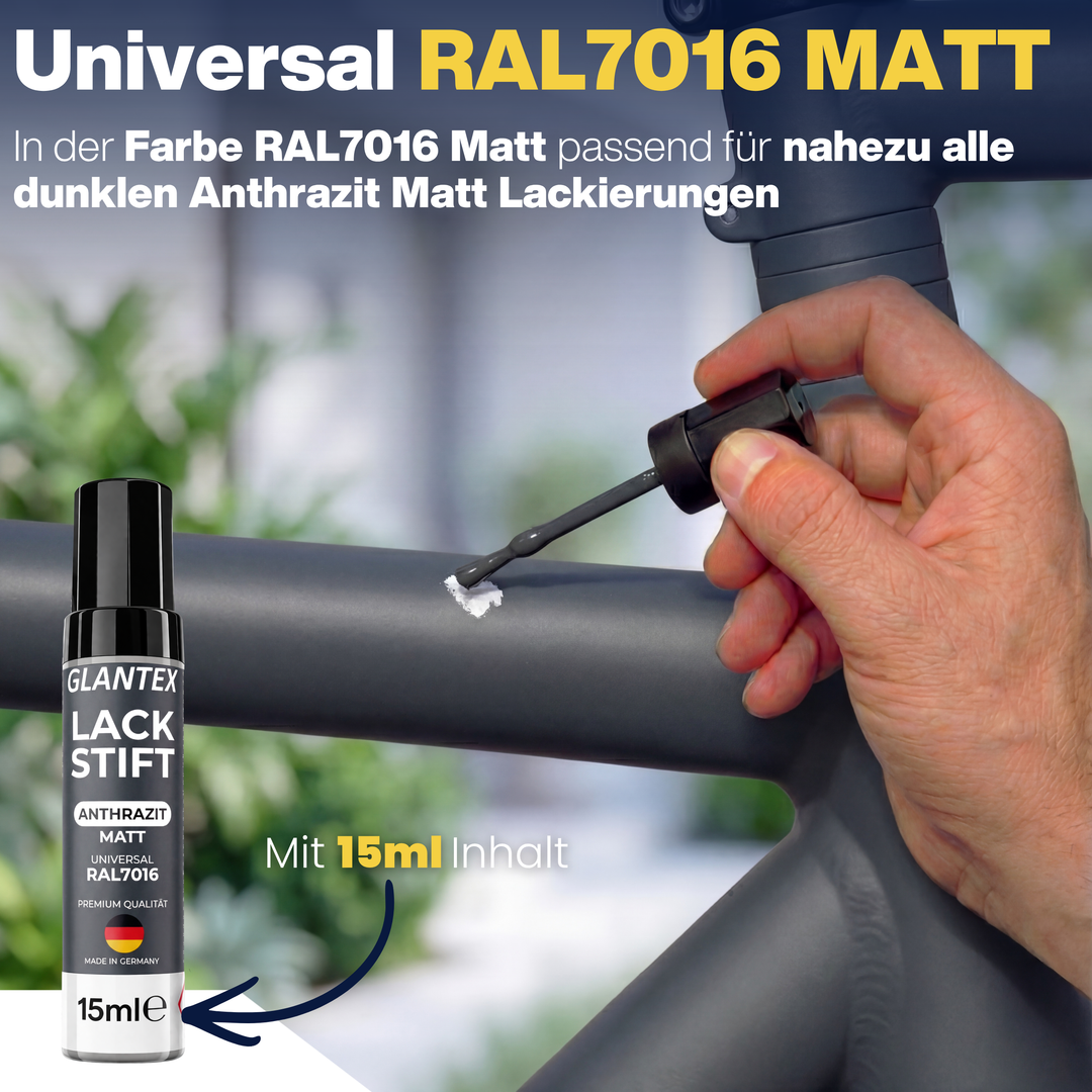 Applikatorspitze beim punktgenauen Auftragen auf pulverbeschichtetes Metall
