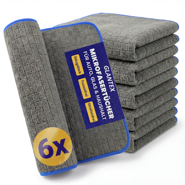 GLANTEX Allrounder Mikrofasertücher 380 GSM, 40x40 cm – 6 Stück