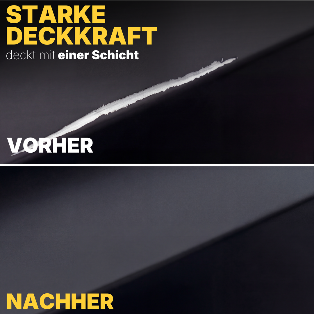 Mattschwarzer Lack wird auf einen Steinschlag aufgetragen