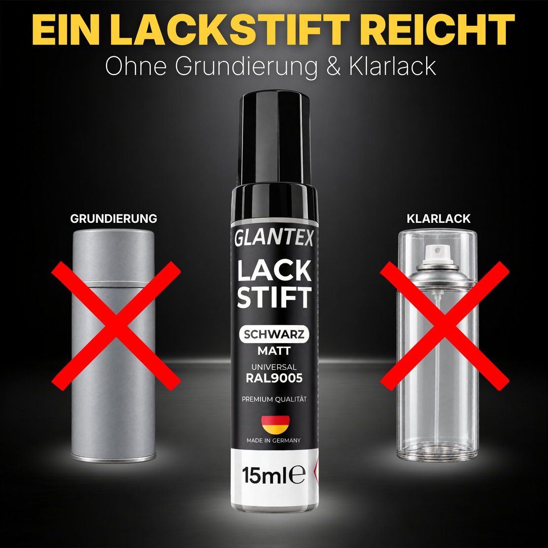 Vergleich von matter und glänzender schwarzer Lackoberfläche