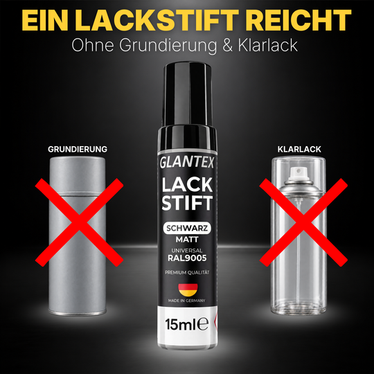 Vergleich von matter und glänzender schwarzer Lackoberfläche