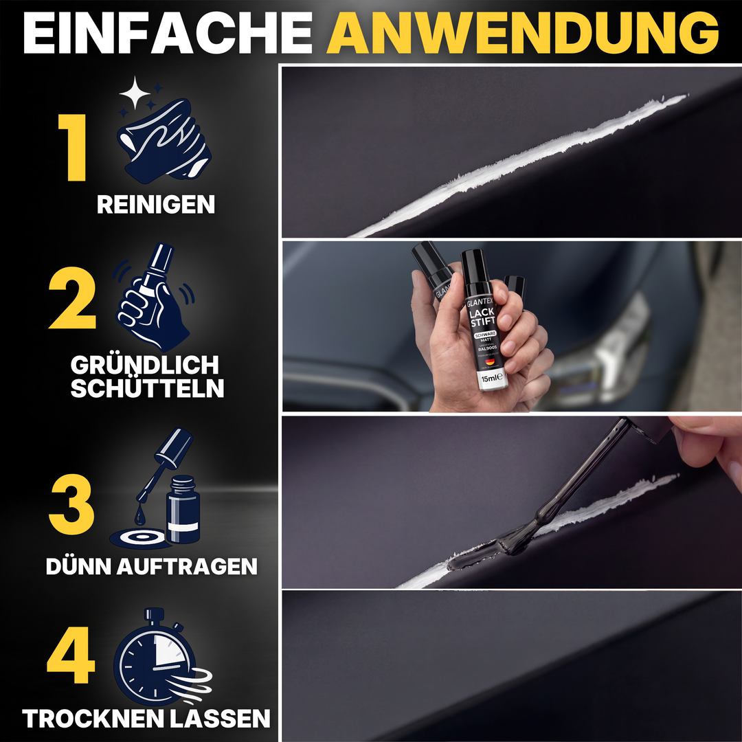 Ausgebesserte Stelle an einer mattschwarzen Felge