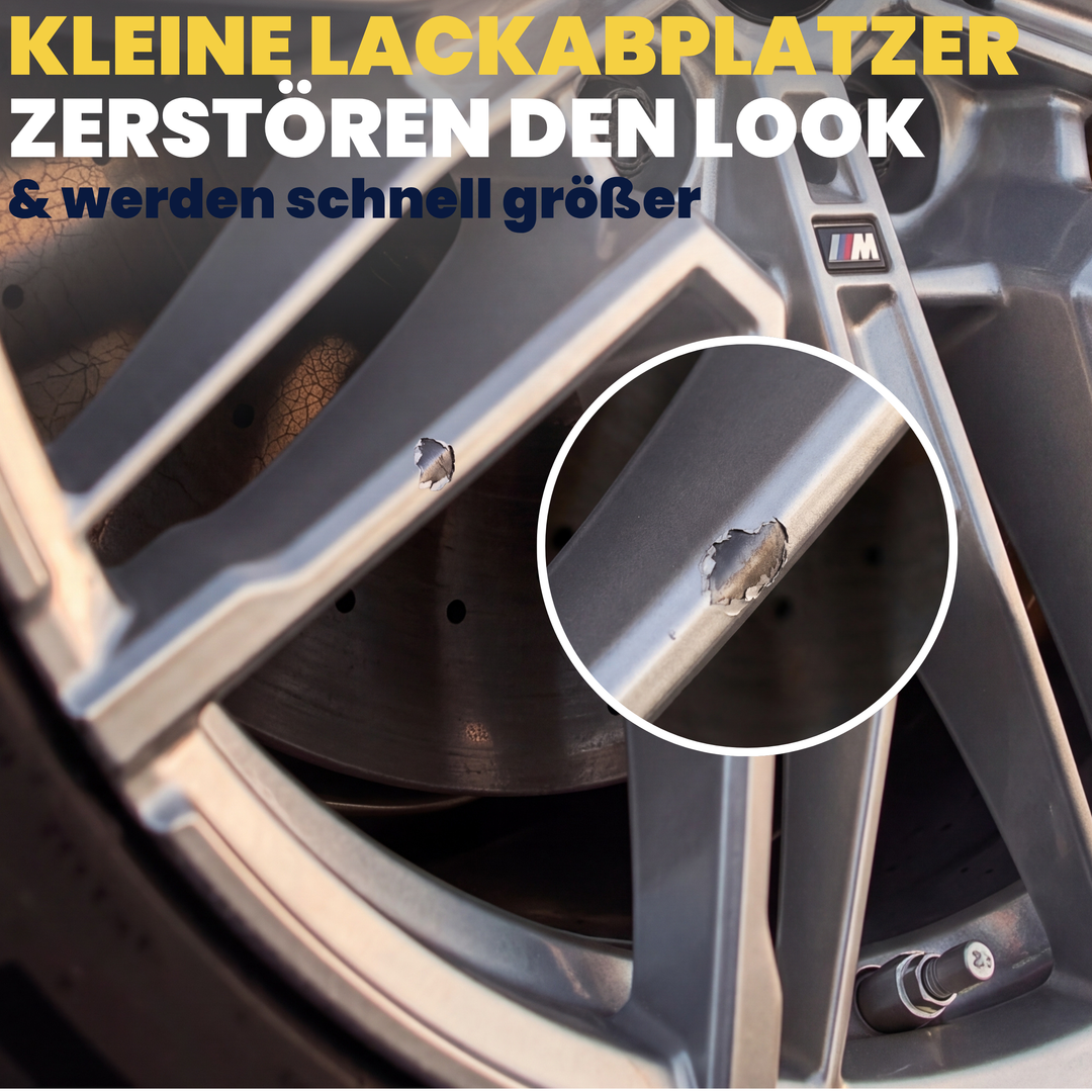 Applikatorspitze beim Auftragen auf einen Felgenstern