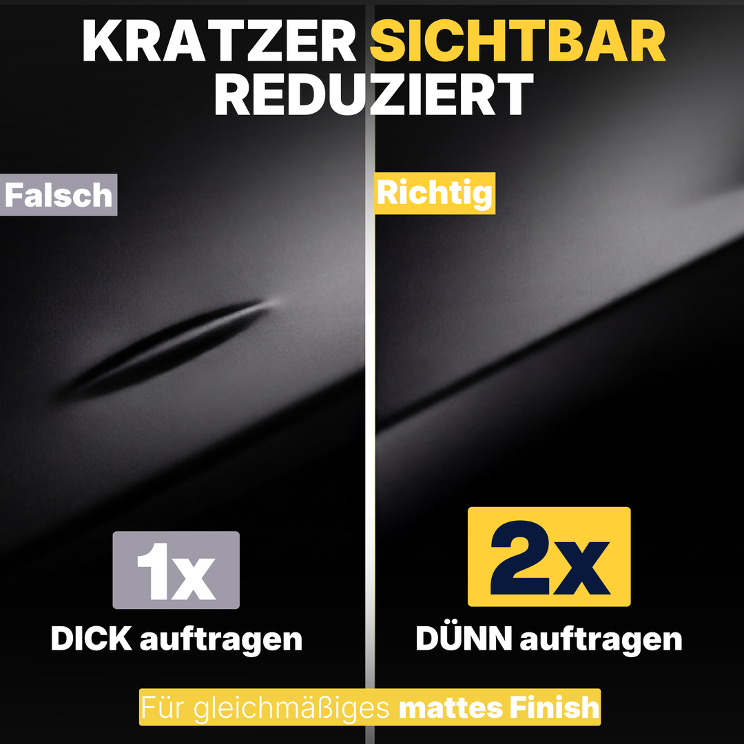 Applikatorspitze beim Auftragen auf einen Kratzer im Fahrradrahmen