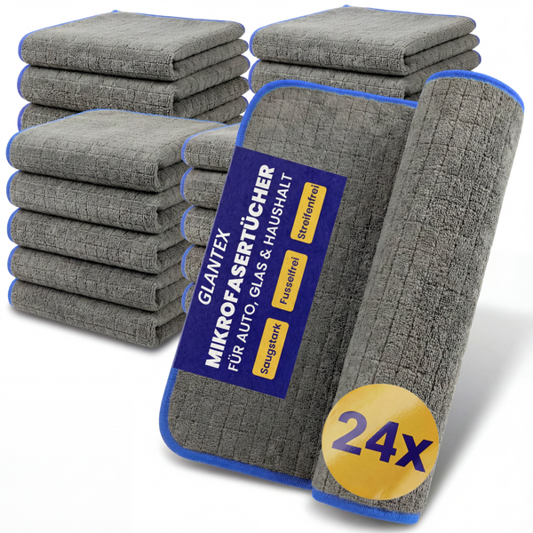 GLANTEX Allrounder Mikrofasertücher 380 GSM, 40x40 cm – 24 Stück
