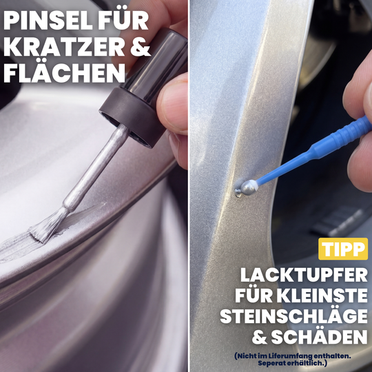Dieselbe Felgenkante nach der Ausbesserung mit dem Lackstift
